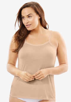 Comfort Choice Women's Plus Size Silky Lace-Trimmed Camisole Full