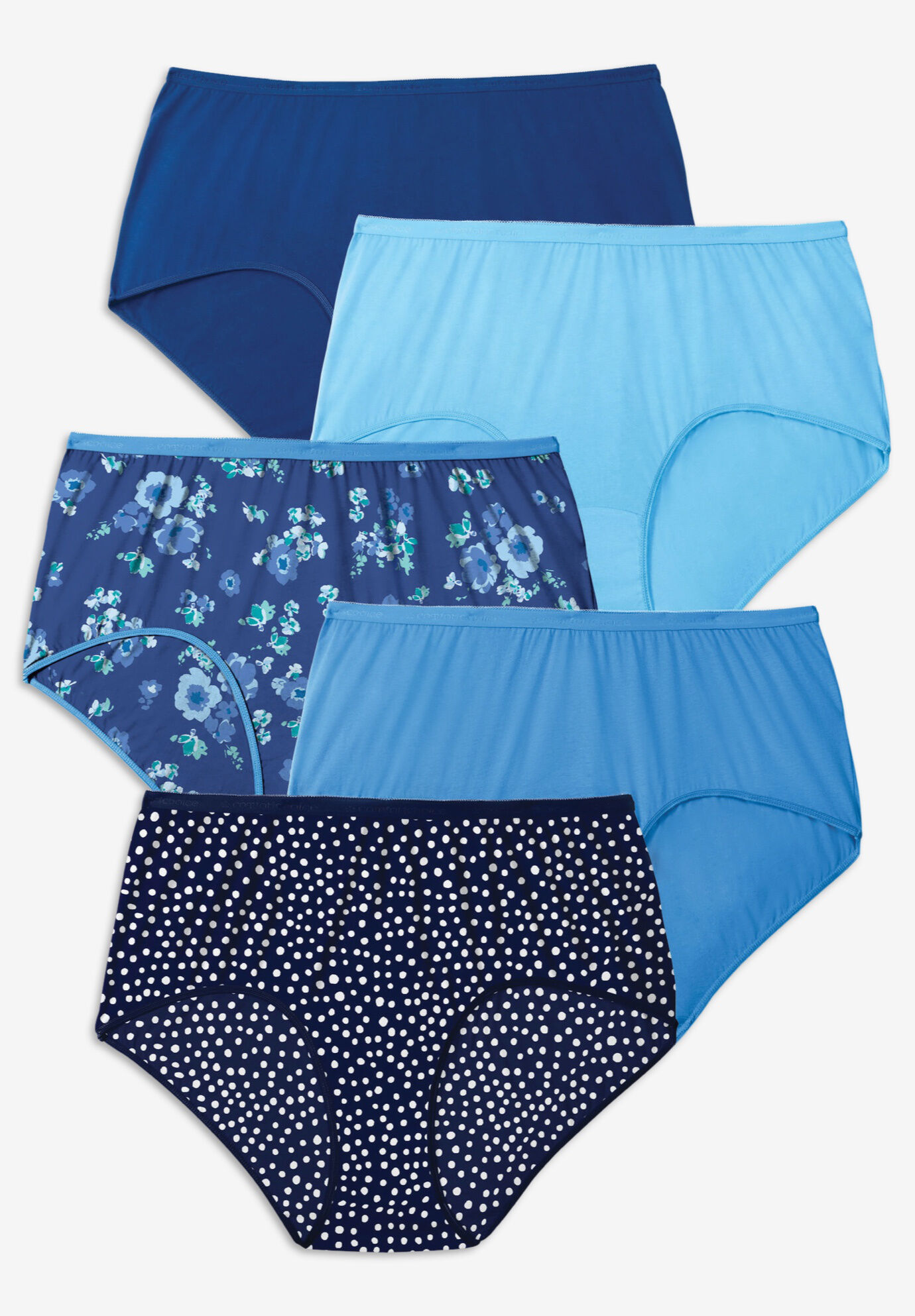 Comfort Choice Women's Plus Size Nylon Brief 5-Pack Underwear